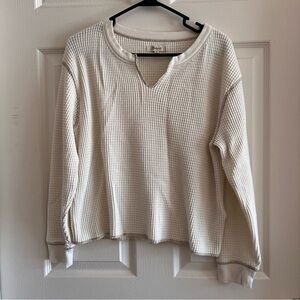 Madewell cream waffle knit long sleeve top